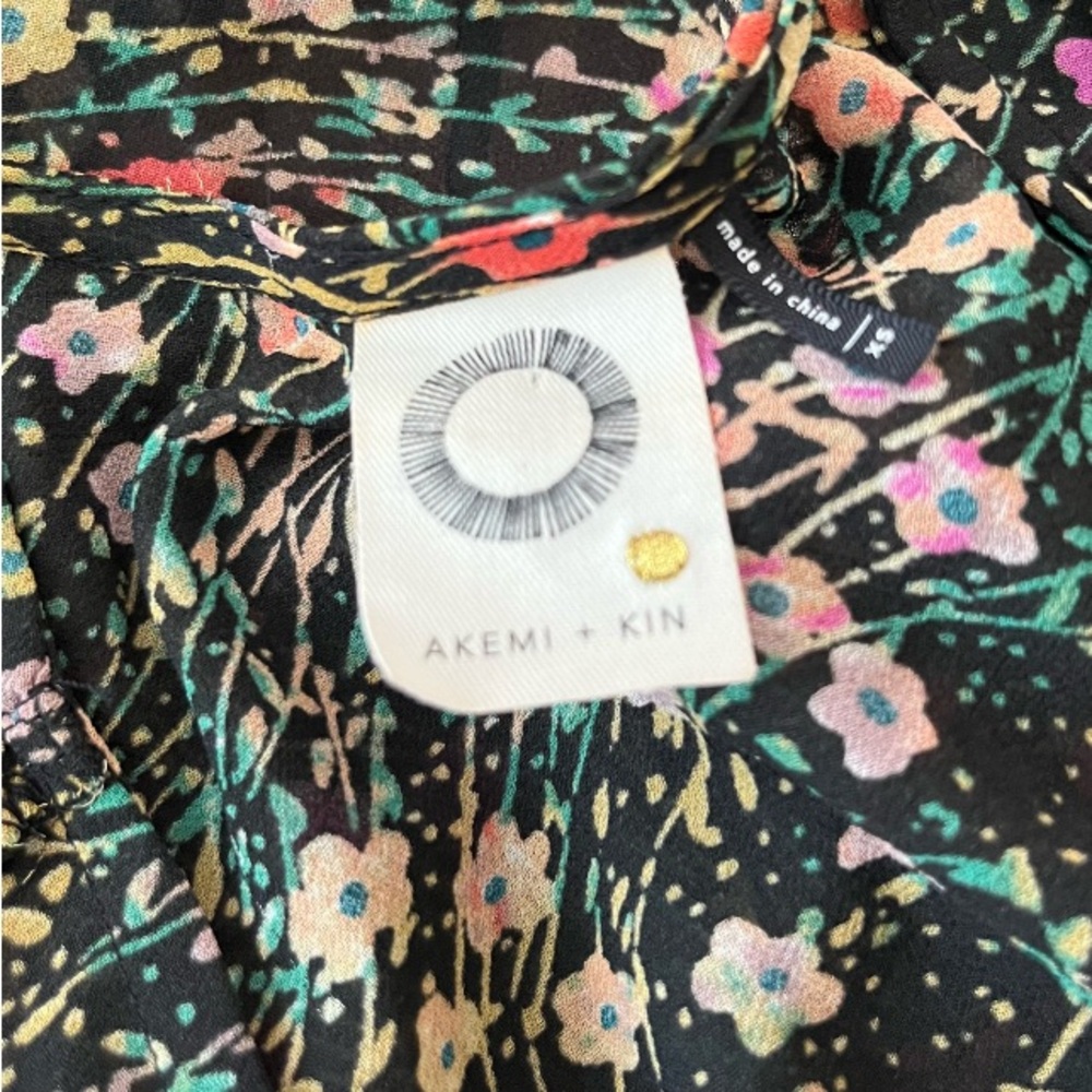 Anthropologie Akemi & Kin Sheer Floral Babydoll Dress - Picture 2 of 6